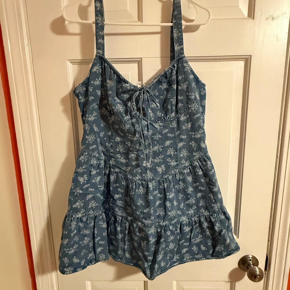 Blue Floral Sleeveless Dress